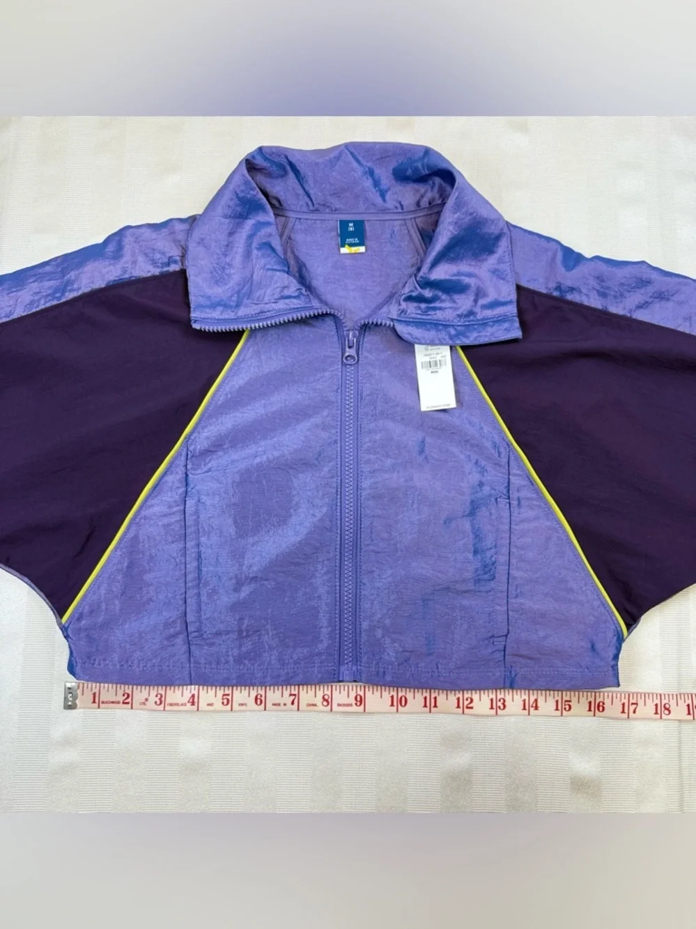Old Navy Girls Purple Metallic Cropped Jacket with Contrast Trim Size 8 NWT